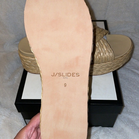 NWT J/SLIDES QUIVER Natural Raffia Sandal - Picture 15 of 15